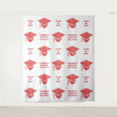 Afstudeerder Glam Red Pet Chic Party Selfie Booth Wandkleed (Voorkant)