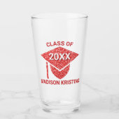 Afstudeerder Glam Red Pet Elegant Gefeliciteerd Glas (Voorkant)