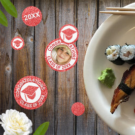 Afstudeerder Glam Red Pet Fotogradatie Partij Confetti