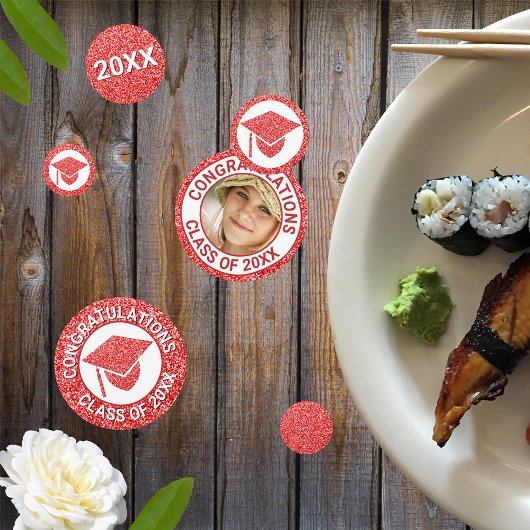 Afstudeerder Glam Red Pet Fotogradatie Partij Confetti