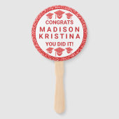 Afstudeerder Glam Red Pet Simple Elegant Afbeeldin Handwaaier (Voorkant)