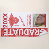 Afstudeerder Glam Red Pet Summer Typografie Strandlaken (Voorkant)