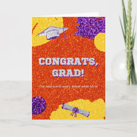 Afstudeerder Glitter Afstuderen Kaart (Voorkant)