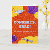 Afstudeerder Glitter Afstuderen Kaart (Gele Bloem)