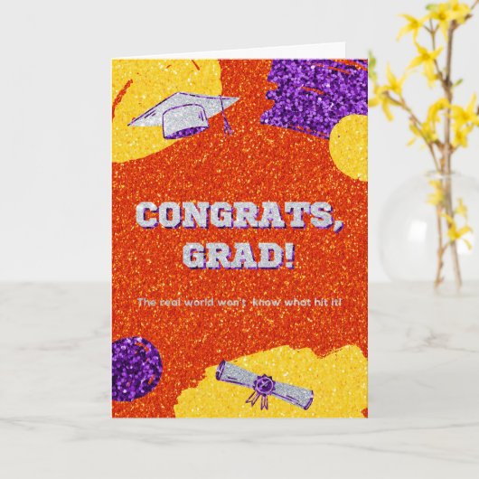 Afstudeerder Glitter Afstuderen Kaart (Gele Bloem)