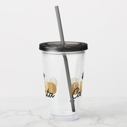 Afstudeerder Gold Black Graduation Cap Monogram Na Acryl Drinkbeker (Links)