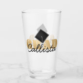 Afstudeerder Gold Black Graduation Cap Monogram Na Glas (Achterkant)