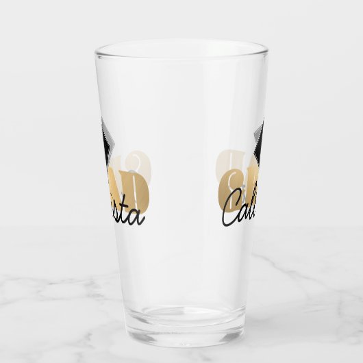 Afstudeerder Gold Black Graduation Cap Monogram Na Glas (Rechts)