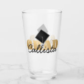 Afstudeerder Gold Black Graduation Cap Monogram Na Glas (Voorkant)