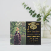 Afstudeerder Gold Bohemian Pet Bewaar de datumfoto Aankondigingskaart (Staand voorkant)