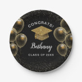 Afstudeerder Gold Confetti Balloons Afstuderen Papieren Bordje (Voorkant)