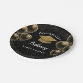 Afstudeerder Gold Confetti Balloons Afstuderen Papieren Bordje (Gekanteld)