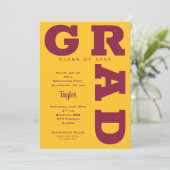 AFSTUDEERDER Gold en maroon Afstuderen Kaart (Staand voorkant)