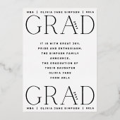 AFSTUDEERDER | Gold Foil Leaf Modern Photo Announg Folie Uitnodiging (Achterkant)