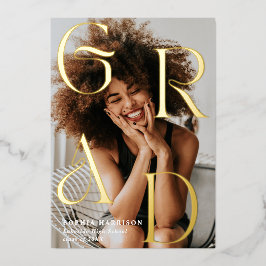 Afstudeerder Gold-gestapelde letters Typografie Af Folie Uitnodiging