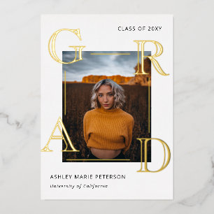 Afstudeerder Gold Photo Afstuderen Folie Uitnodiging