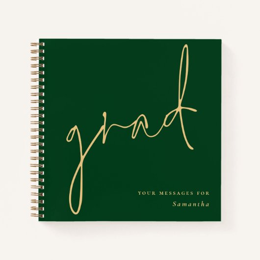 Afstudeerder Gold Script Groen Afstuderen Gastenbo Notitieboek (Voorkant)