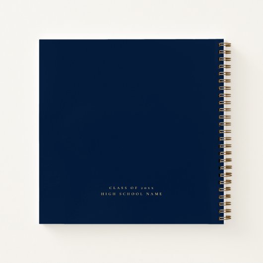 Afstudeerder Gold Script Navy Afstuderen Gastenboe Notitieboek (Achterkant)