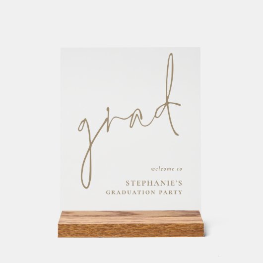 Afstudeerder Gold Script Welkom bij Graduation Par Acryl Bord (Voorkant)