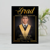 Afstudeerder. Gouden aanraking Verheldert uw toeko Folie Uitnodiging (Staand Voorkant)