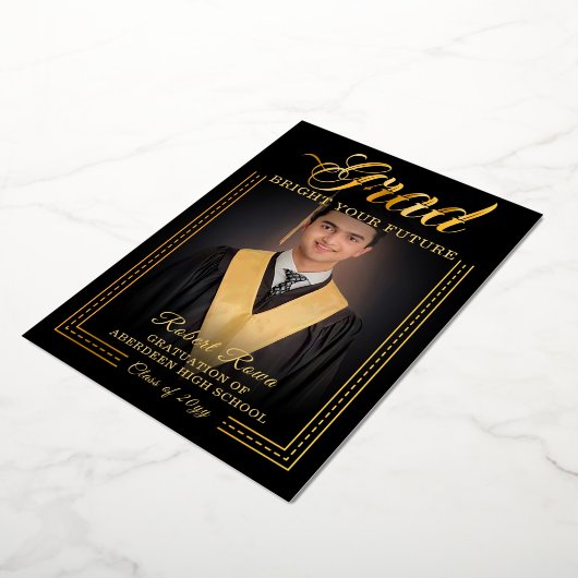 Afstudeerder. Gouden aanraking Verheldert uw toeko Folie Uitnodiging (Gedraaid)