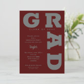 AFSTUDEERDER grijs op donkermaroon Afstuderen Kaart (Staand voorkant)