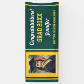 Afstudeerder Groen goudgraten Aangepast foto-Afstu Spandoek (Verticaal)