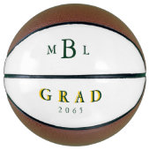 Afstudeerder Groen monogram en gouddatum Gift Bask Basketbal (Voorkant)