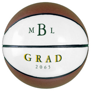 Afstudeerder Groen monogram en gouddatum Gift Bask Basketbal