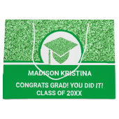 Afstudeerder Groen Pet Eenvoudig elegant aangepast Groot Cadeauzakje (Voorkant)