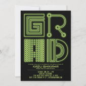 AFSTUDEERDER | Groene neon Afstudeerfeest Uitnodig Kaart (Voorkant)