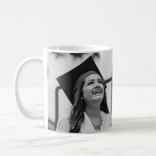 Afstudeerder handgeschreven in gouden foto koffiemok (Links)