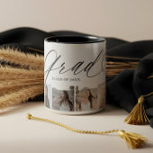 Afstudeerder Hart Elegant Script Afstuderen Fotoco Tweekleurige Koffiemok