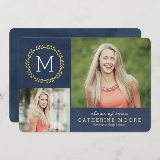 Afstudeerder Initiaal EDITABLE KLEUR Afstuderen Ca Kaart (Voorkant / Achterkant)