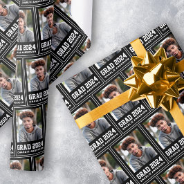 Afstudeerder jaar 2024 afstuderen foto naam zwart cadeaupapier