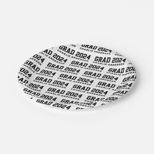 Afstudeerder jaar 2024 afstuderen naam wit zwart papieren bordje (Gekanteld)