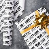 Afstudeerder jaar 2024 afstuderen naam zwart wit cadeaupapier