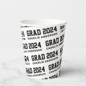 Afstudeerder jaar 2024 afstuderen naam zwart wit papieren bekers (Achterkant)