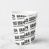 Afstudeerder jaar 2024 afstuderen naam zwart wit papieren bekers (Rechts)