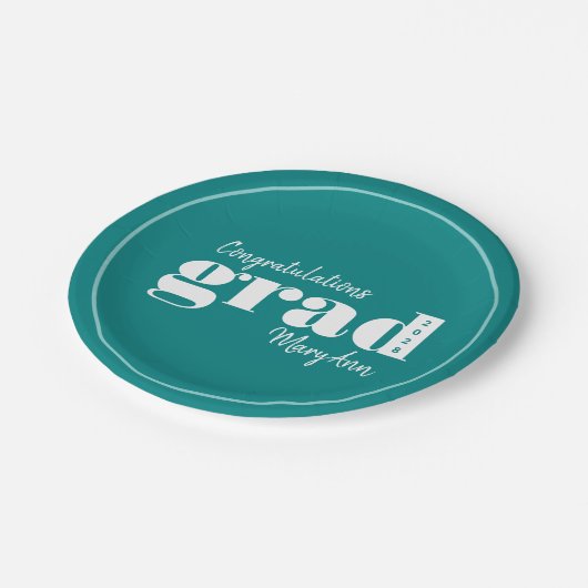 Afstudeerder Jaar Blauwgroen Modern Graduation Par Papieren Bordje (Gekanteld)