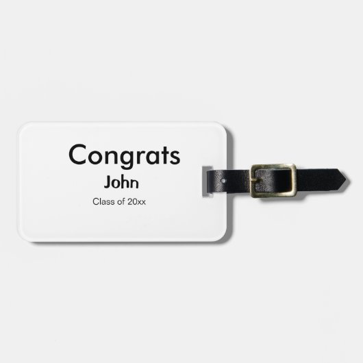 afstudeerder jongen voegt naam toe bevat datumteks bagagelabel (Voorkant horizontaal)