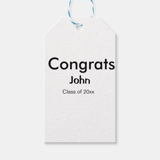 afstudeerder jongen voegt naam toe bevat datumteks cadeaulabel (Voorkant)