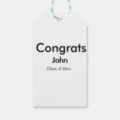 afstudeerder jongen voegt naam toe bevat datumteks cadeaulabel (Achterkant)