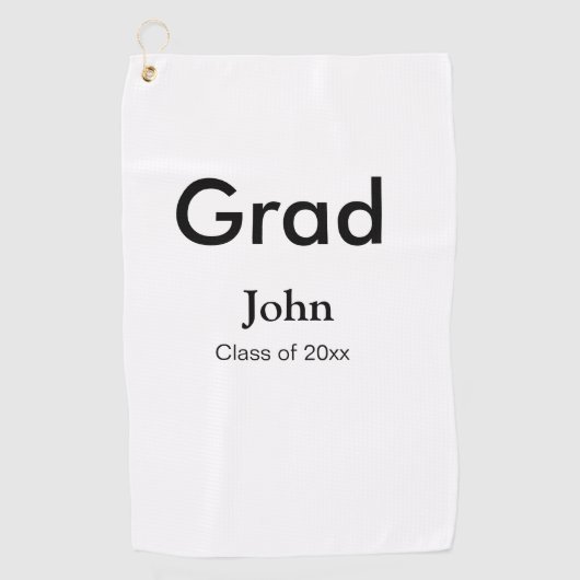 afstudeerder jongen voegt naam toe bevat datumteks golfhanddoek (Voorkant)