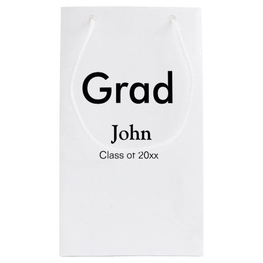 afstudeerder jongen voegt naam toe bevat datumteks klein cadeauzakje (Achterkant)