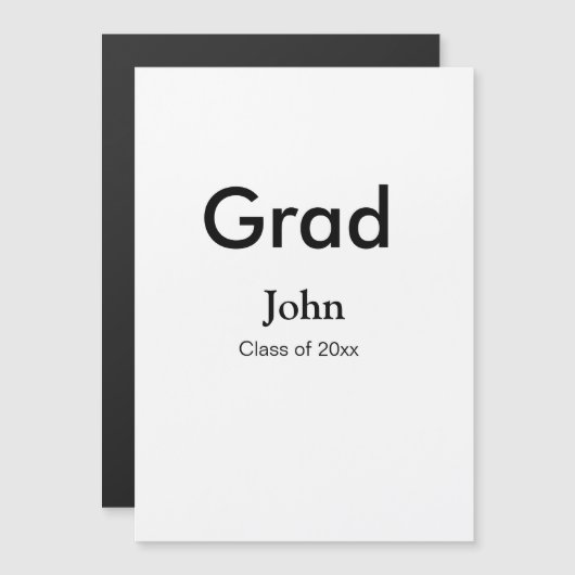 afstudeerder jongen voegt naam toe bevat datumteks magnetische uitnodiging (Voorkant / Achterkant)