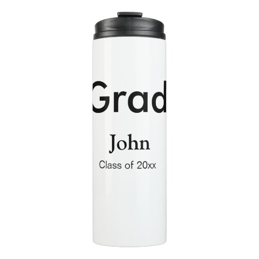 afstudeerder jongen voegt naam toe bevat datumteks thermosbeker (Voorkant)