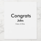 afstudeerder jongen voegt naam toe bevat datumteks wijn etiket (Enkel label)