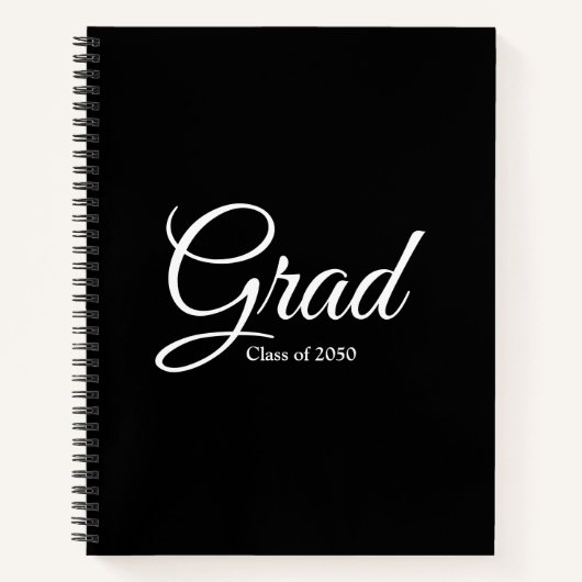 Afstudeerder klasse van 2024 Black Custom Script E Notitieboek (Voorkant)