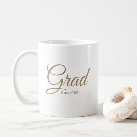 Afstudeerder klasse van 2024 goud wit aangepaste s koffiemok (Met donut)